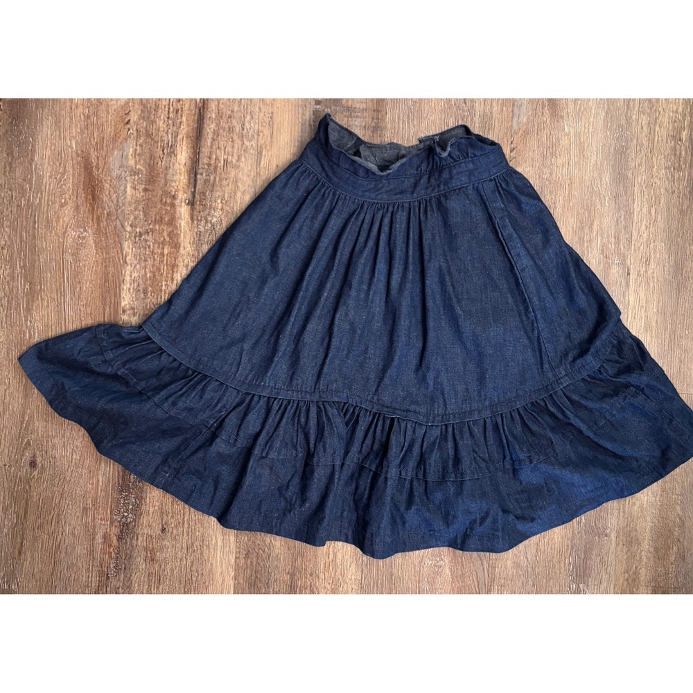 Vintage 70s Anne Gelb for Leo's Co. Tiered Ruffle Denim Western Prairie Skirt - Picture 7 of 8